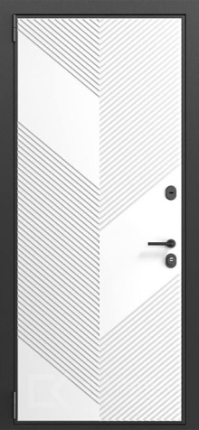 Фото №2 «Стальная дверь белая геометрия с панелью дуб для квартиры №38»