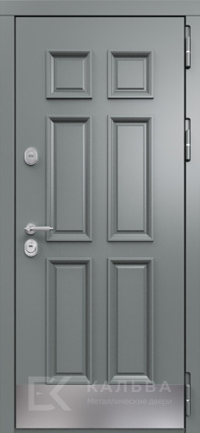 Фото «Металлическая дверь серая классика с зеркалом и отбойником №63»