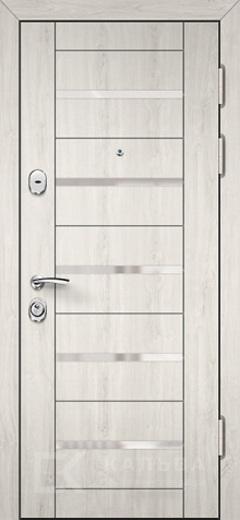 Фото «Входная дверь антрацит филёнчатая снаружи светлый дуб внутри №151»