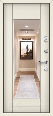 Фото №2 «Стальная дверь черная со светлой МДФ и зеркалом №72»