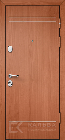 Фото «Входная дверь орех с чёрной фрезеровкой для квартиры №43»